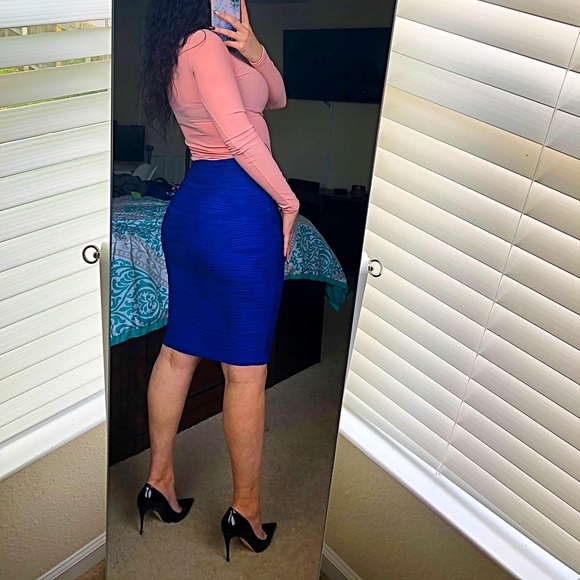 Brat Star midi cobalt blue pencil skirt size S - Picture 3 of 10